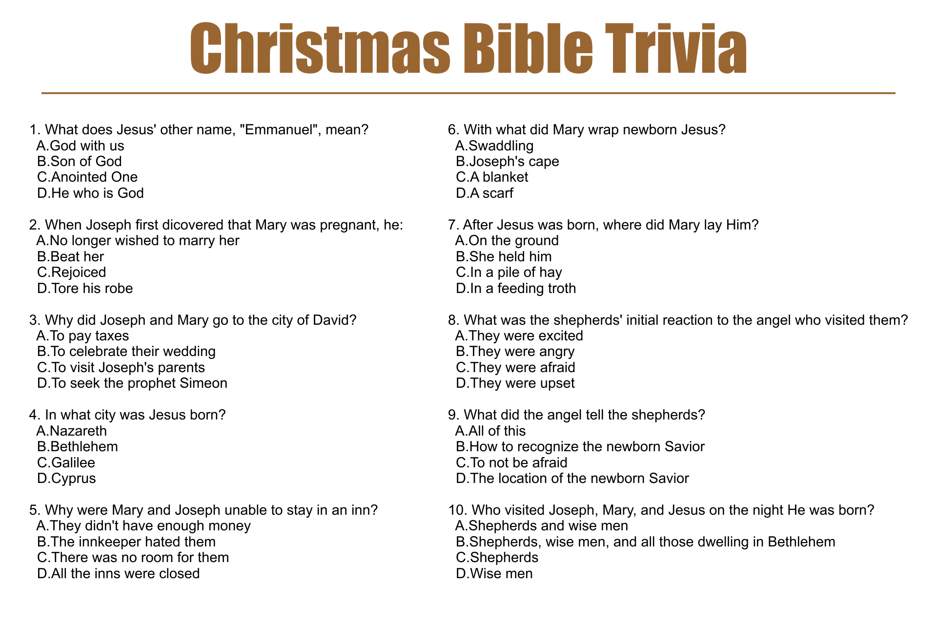 best christmas bible questions