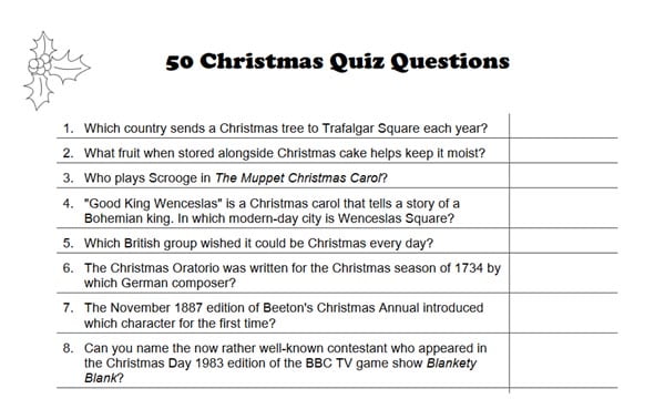 best christmas questions for