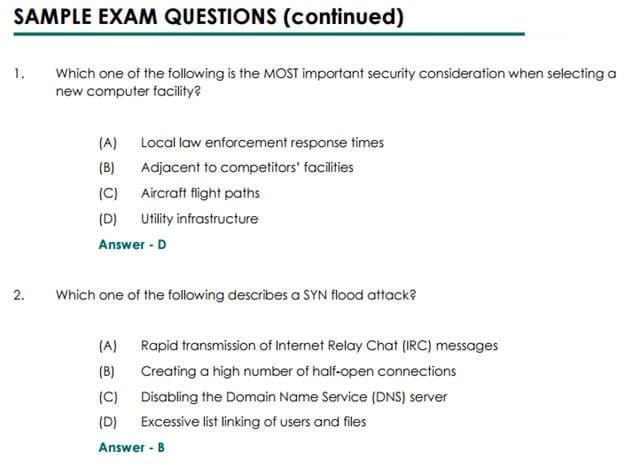 best cissp sample questions