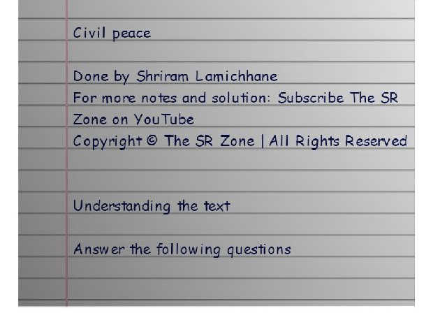 best civil peace comprehension questions