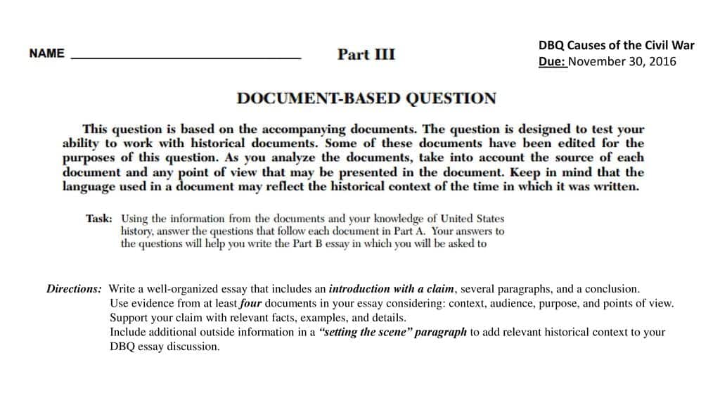 best civil war dbq questions
