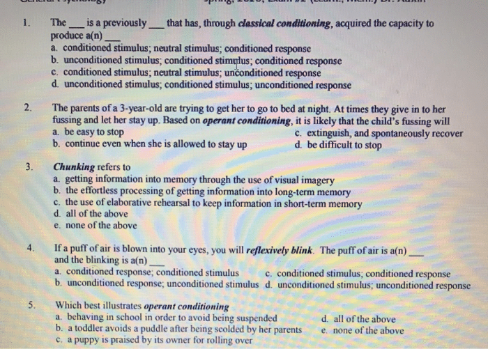 best classical conditioning questions and answers