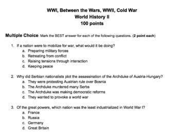 best cold war test multiple choice questions