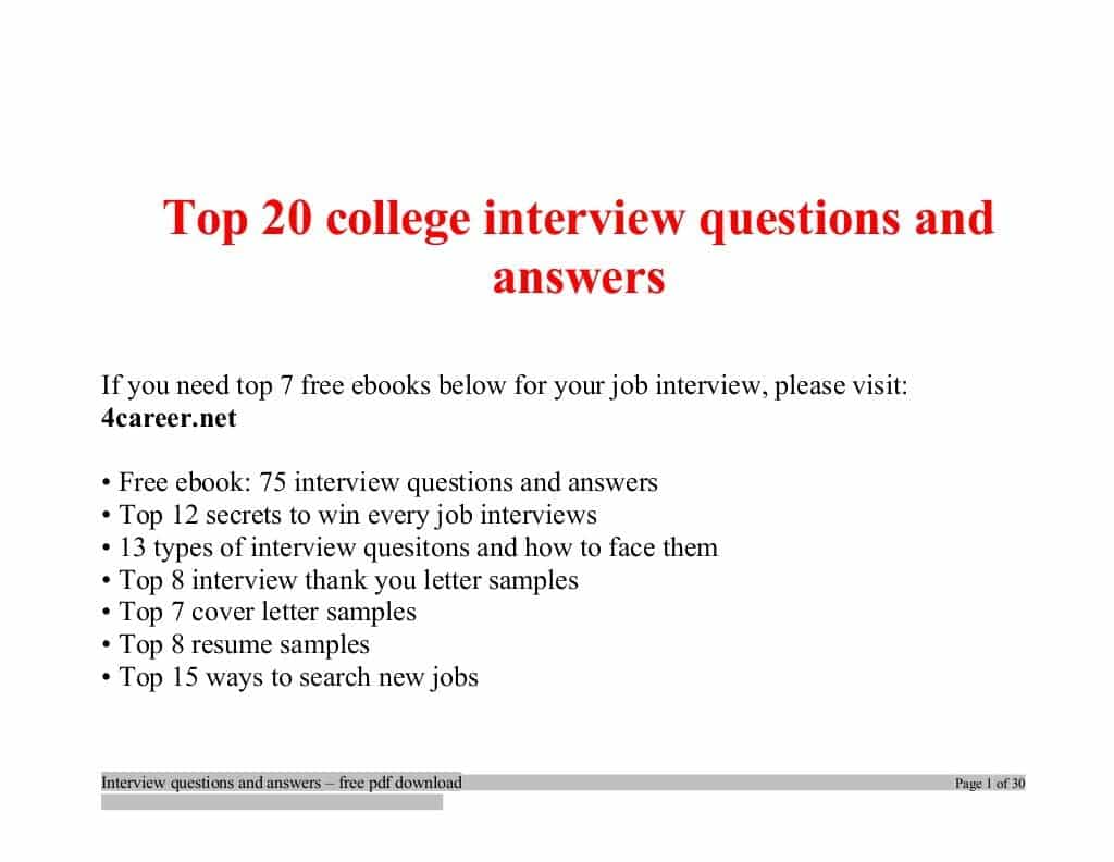 best college interview questions with best answers