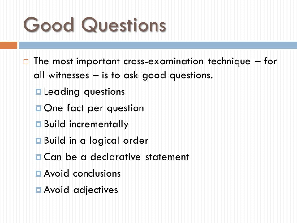 best cross examination questions