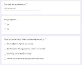 best ecology test questions and answers