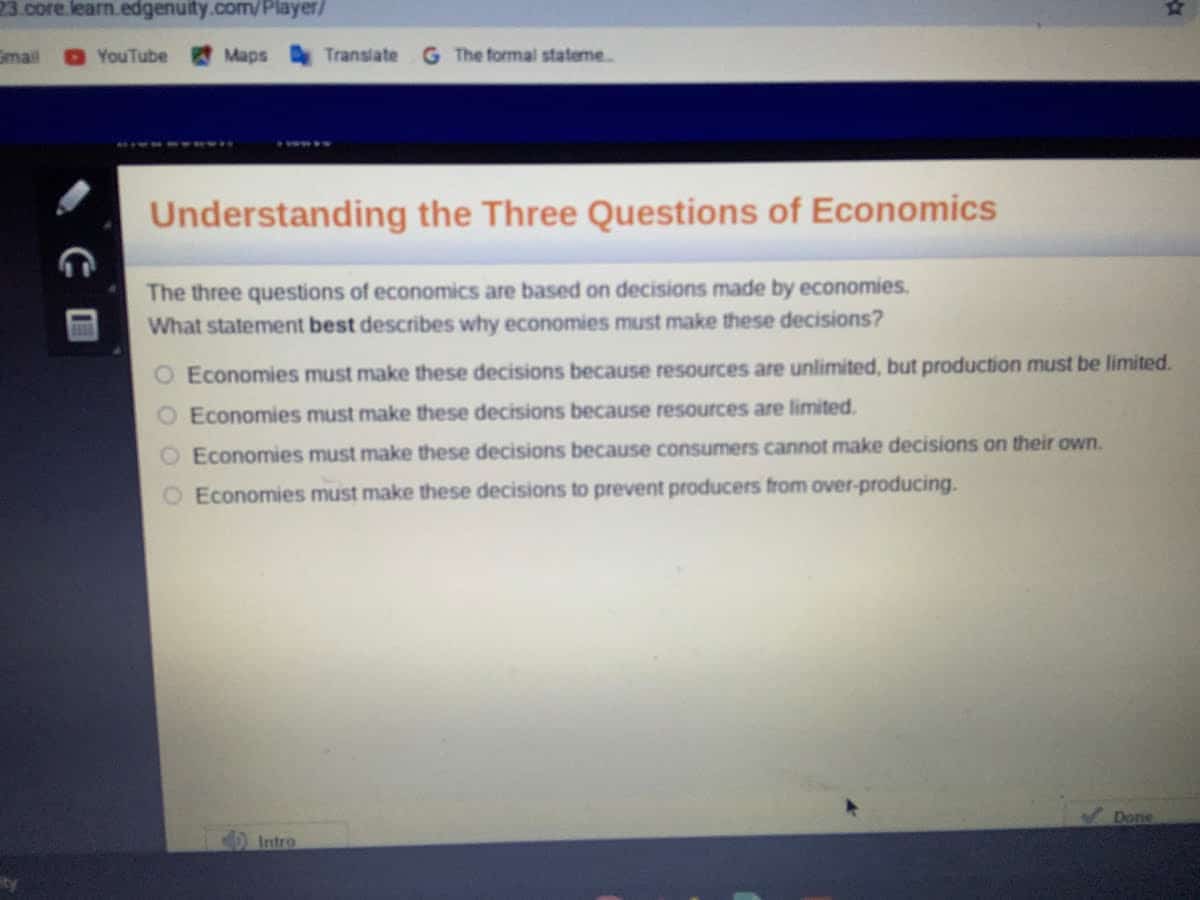 best economies must answer the three economic questions because resources are