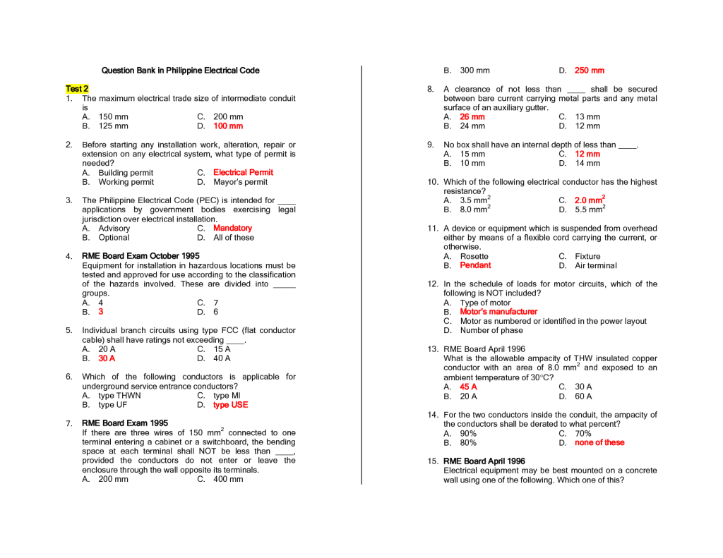 best electrical test questions