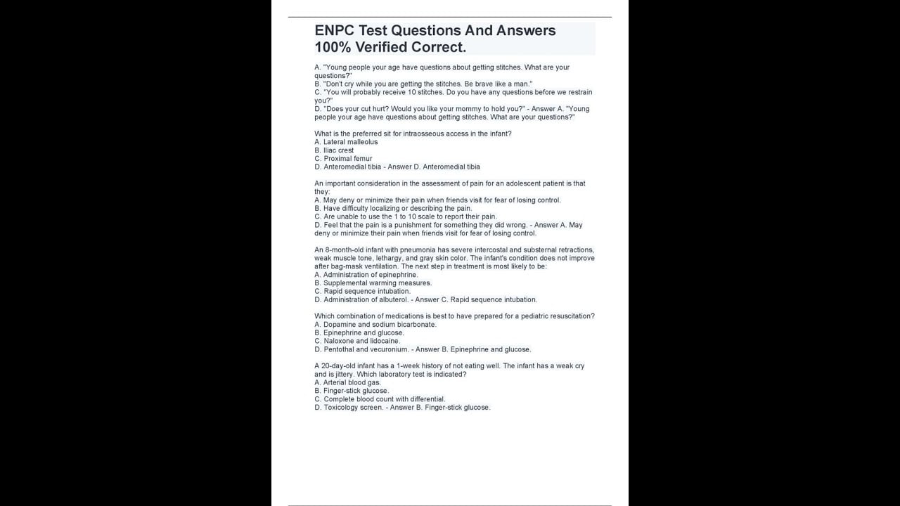 best enpc practice questions