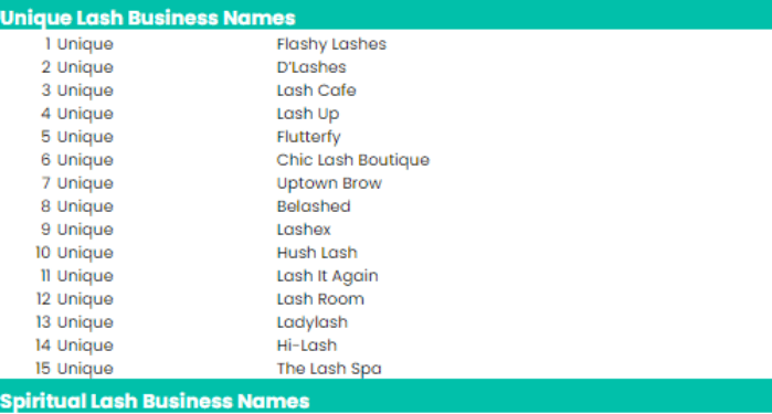 best name for lash business