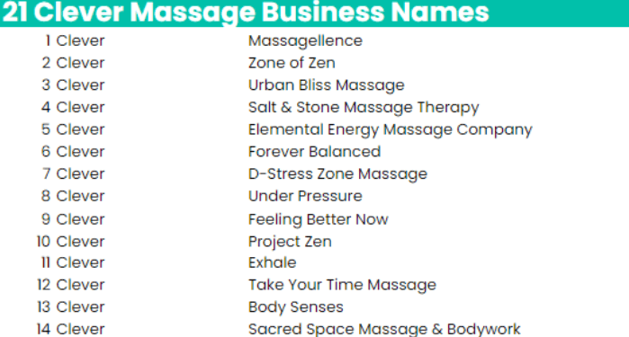 best name for male massage therapist