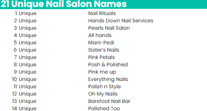 best name for nail technician
