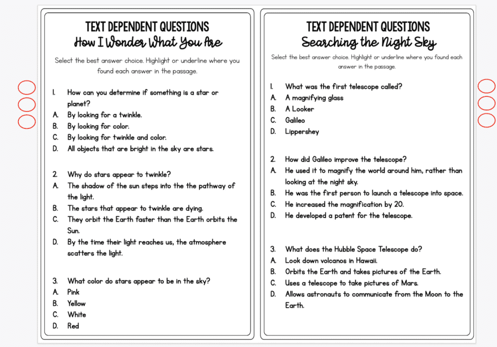 best 4th grade reading passages with multiple choice questions
