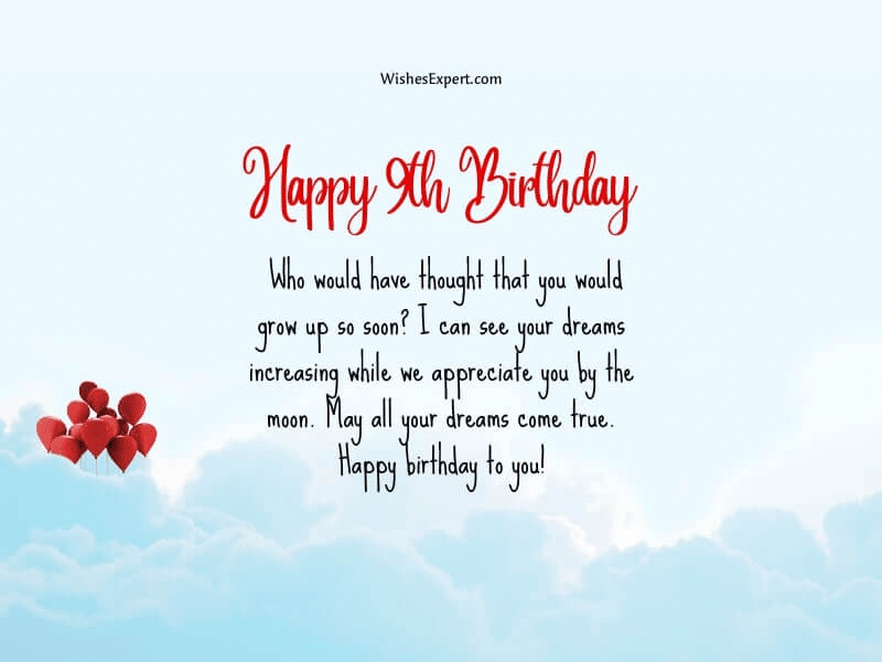 best 9th birthday poems