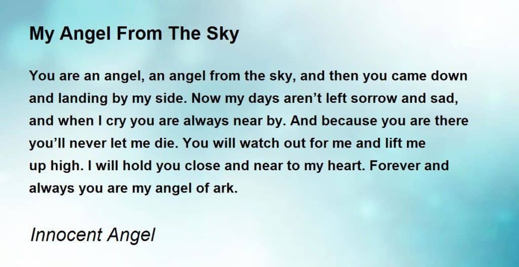 best angel in the sky poems