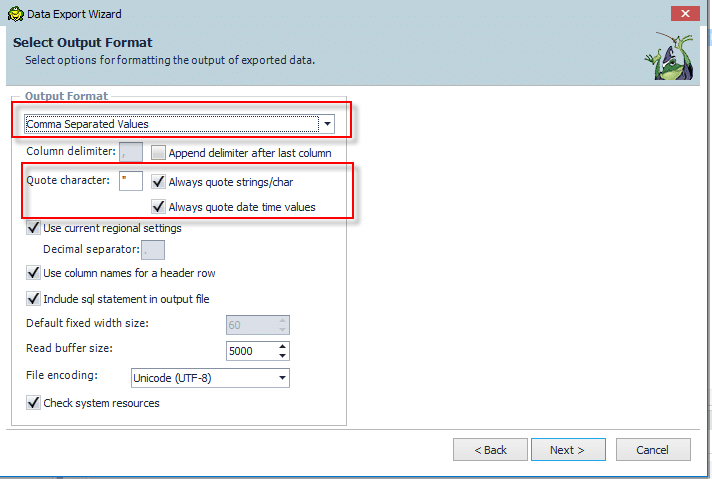 best export csv no quotes
