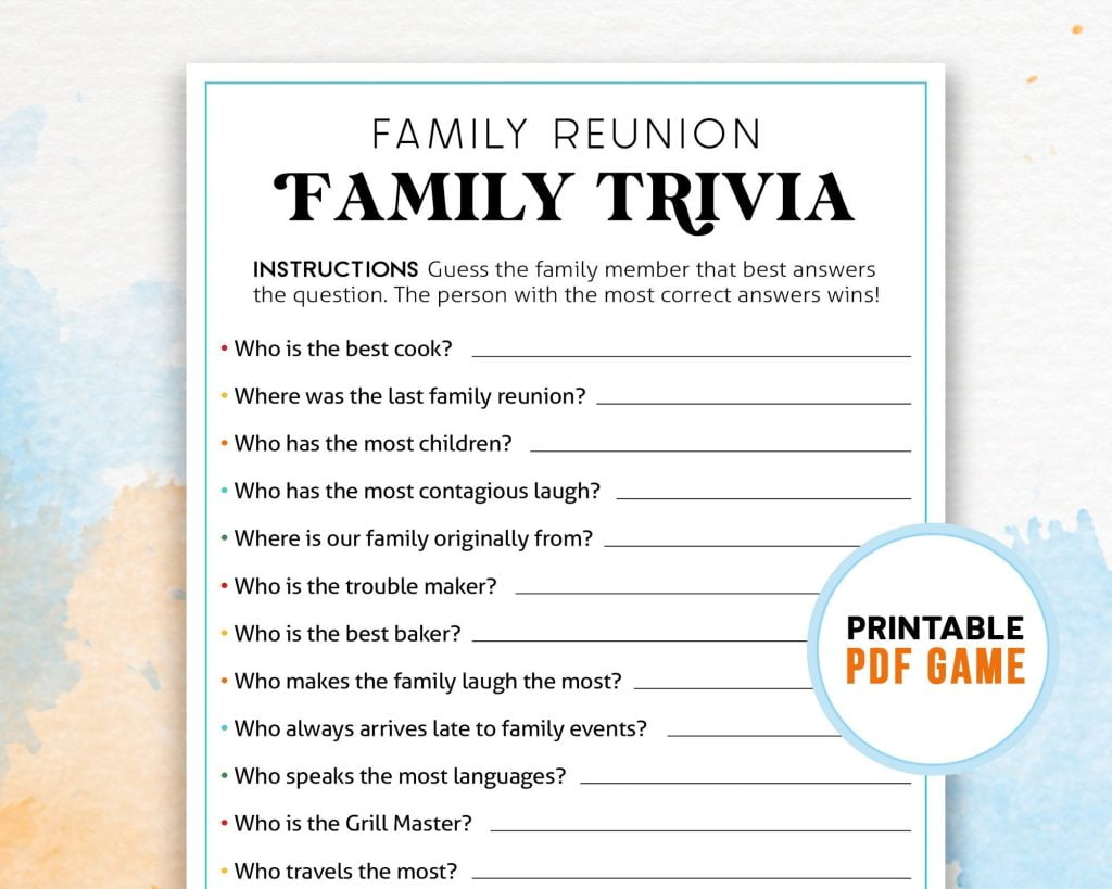 best family reunion questions