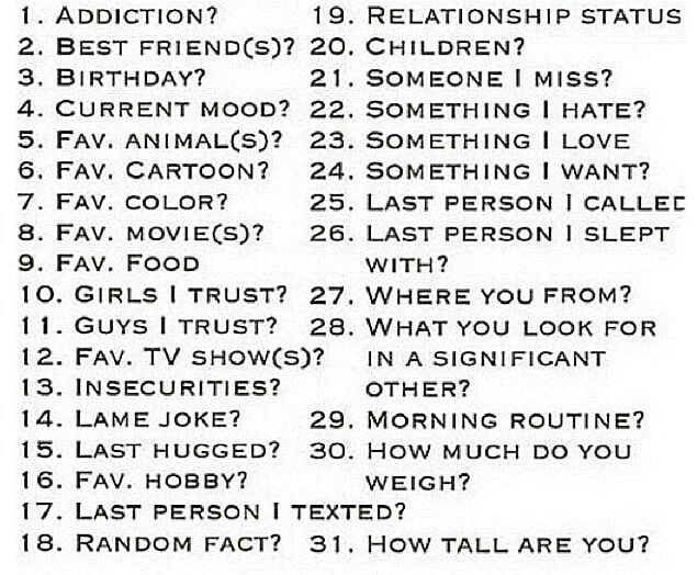 best favorite questions list