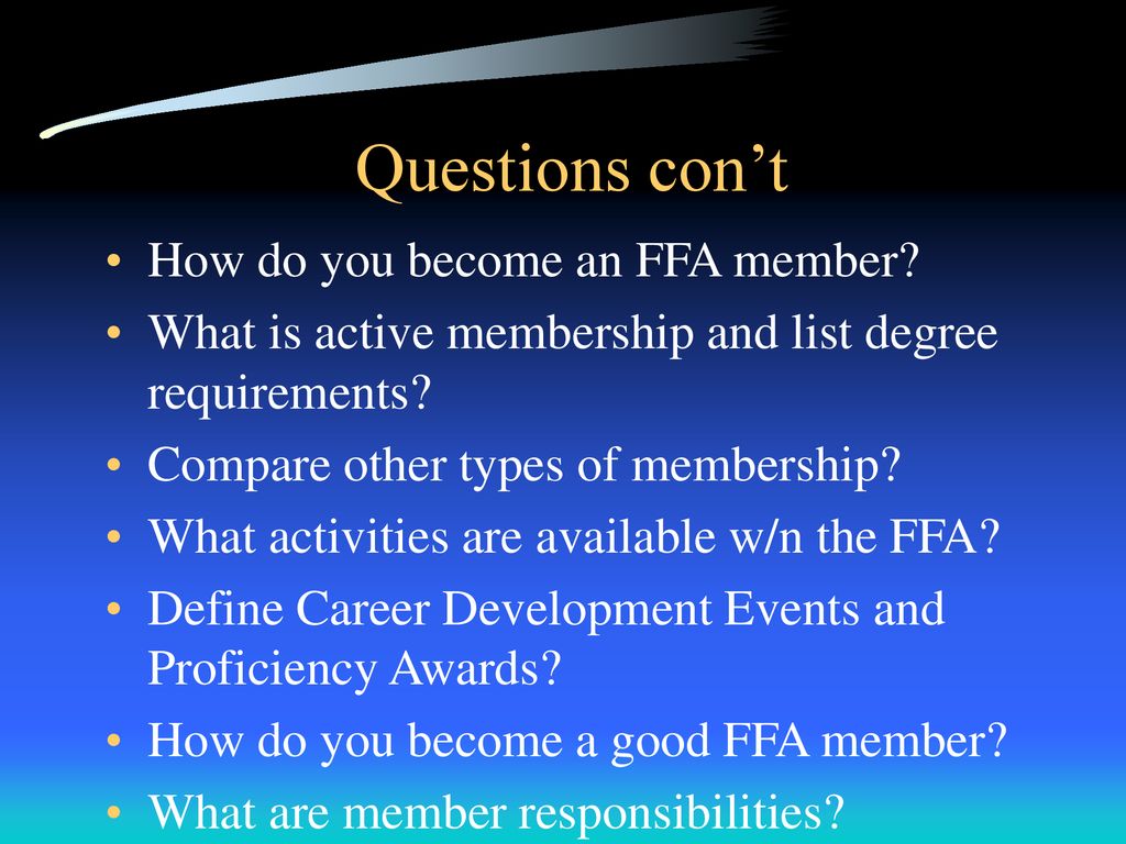best ffa questions