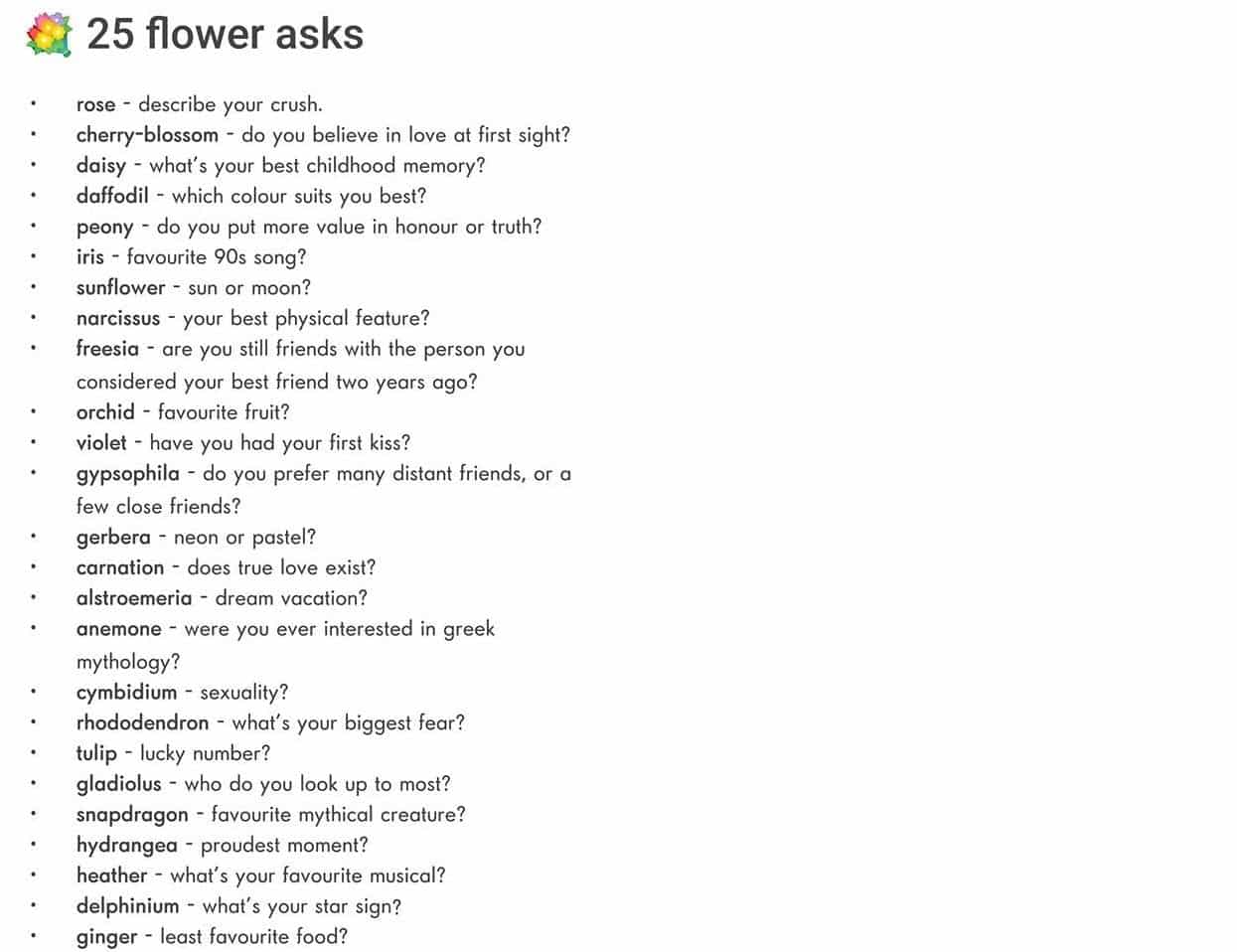 best flower questions