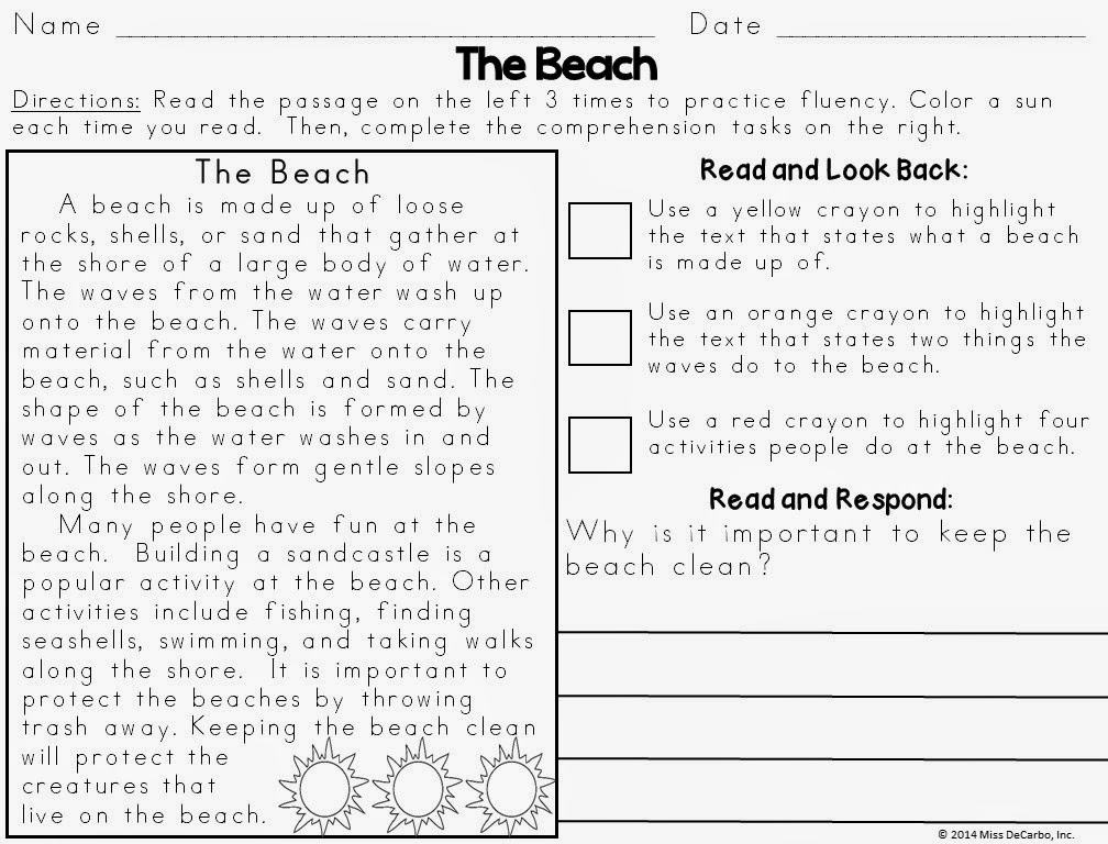 best fluency passages with comprehension questions