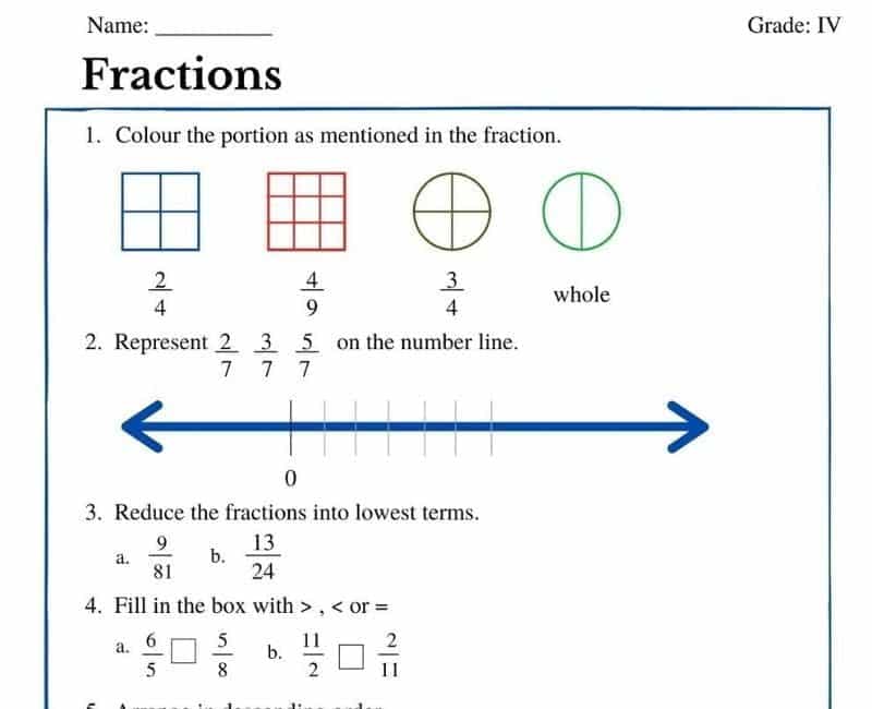 best fraction questions for grade 4