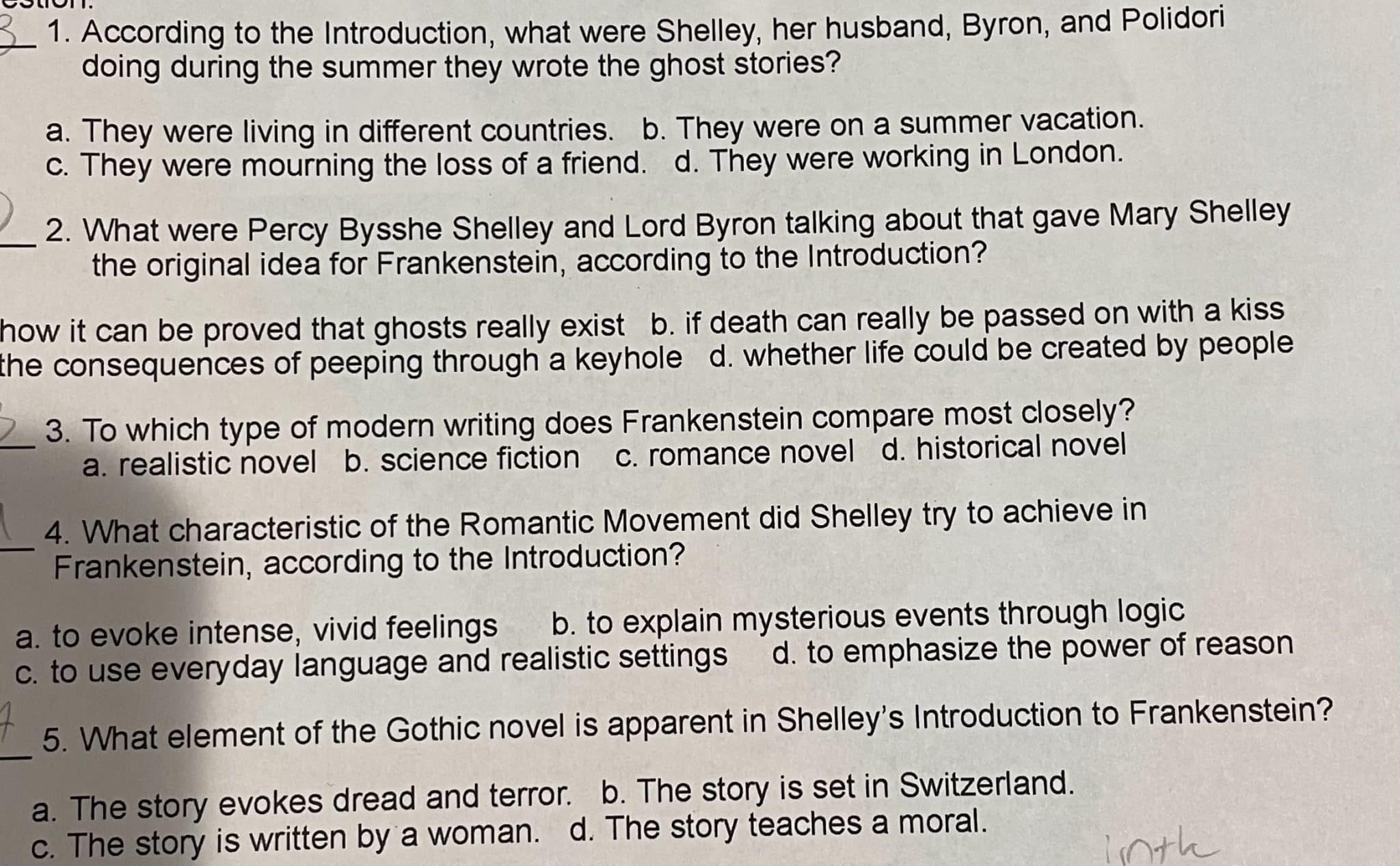 best frankenstein questions and answers