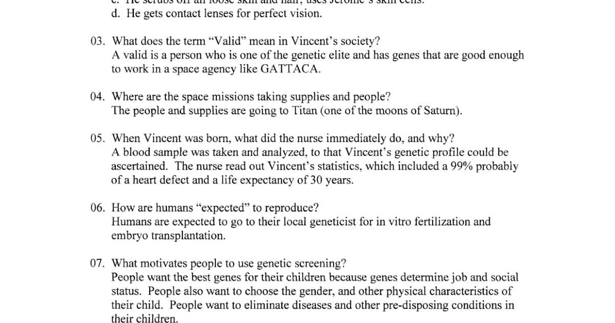 best gattaca questions