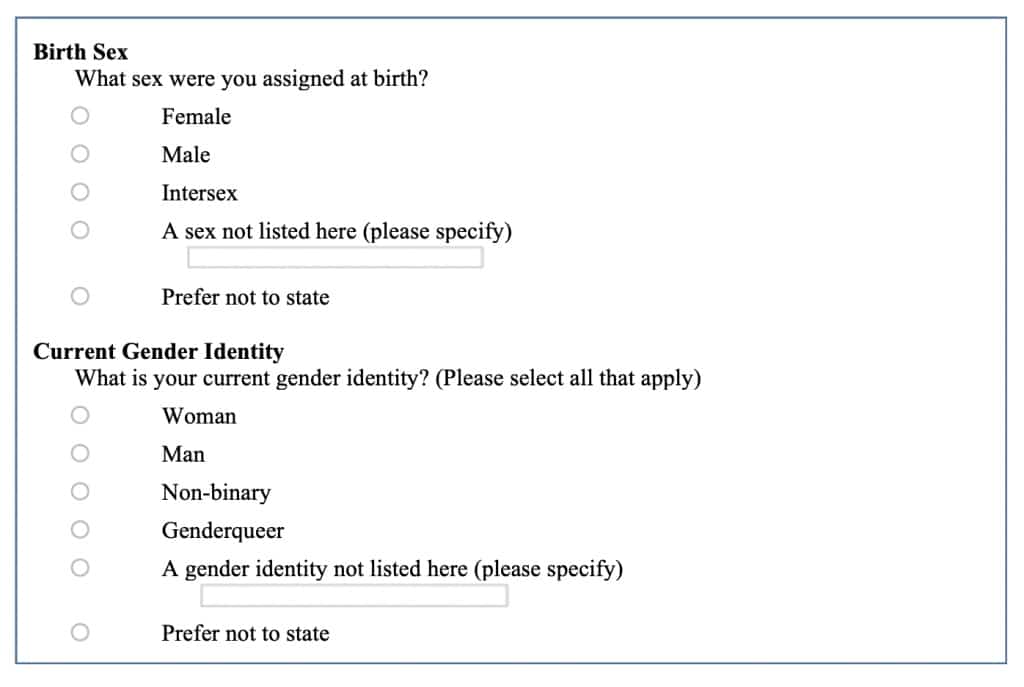 best gender questions on forms