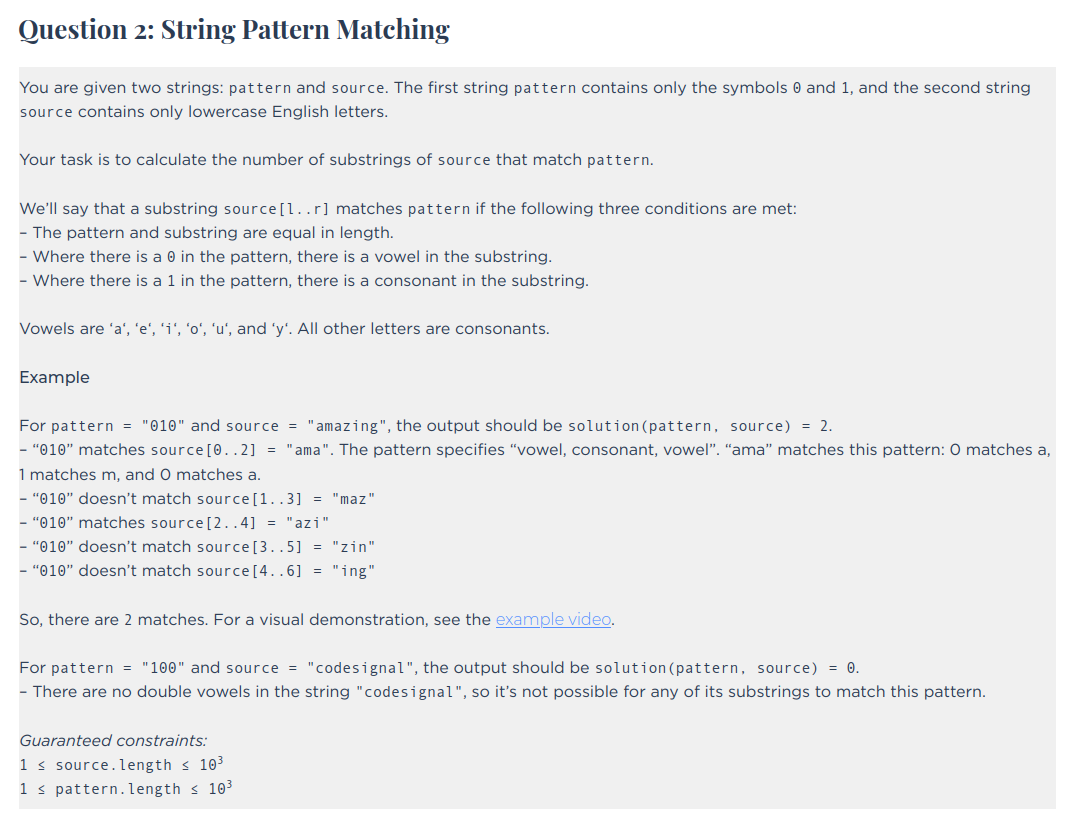 best general coding assessment codesignal questions