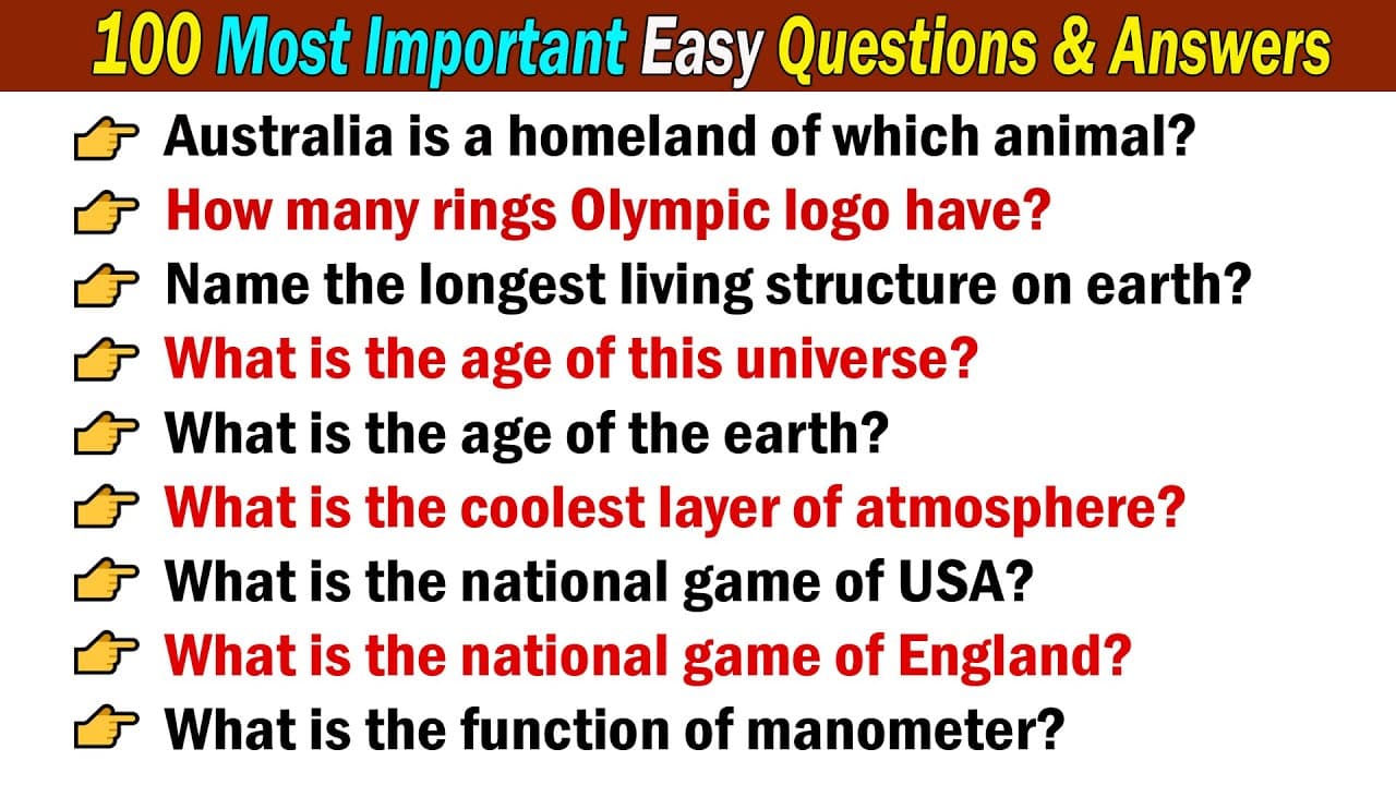 best general knowledge questions with answers