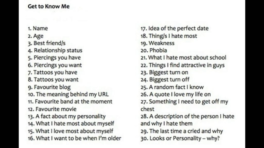 best get to know me tag questions