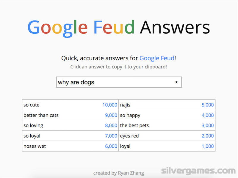 best google feud answers questions