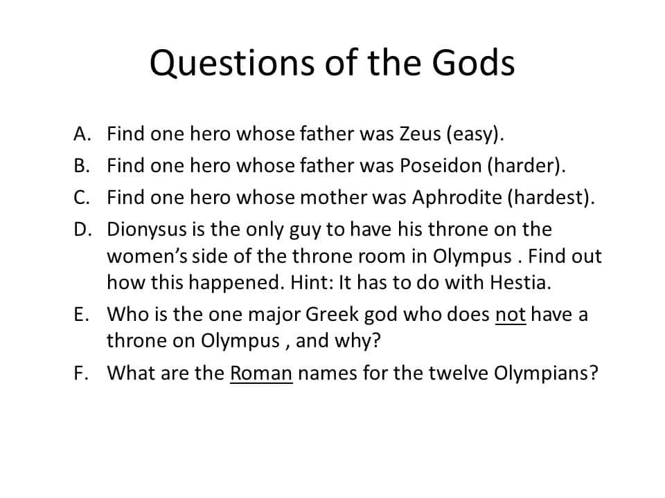 best greek god questions