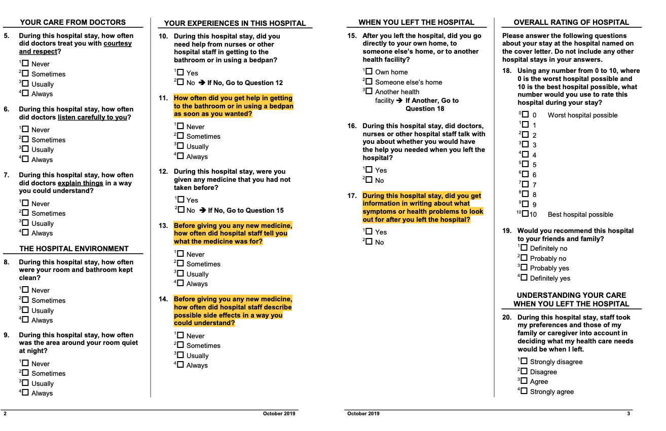 best hcahps questions
