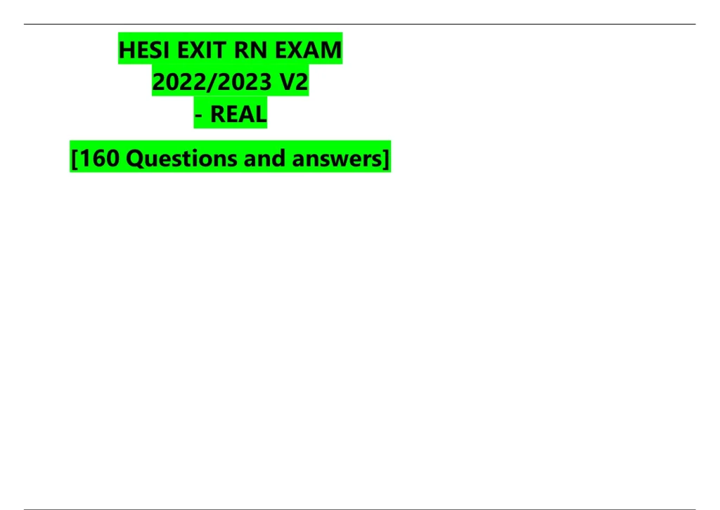 best hesi exit exam 160 questions