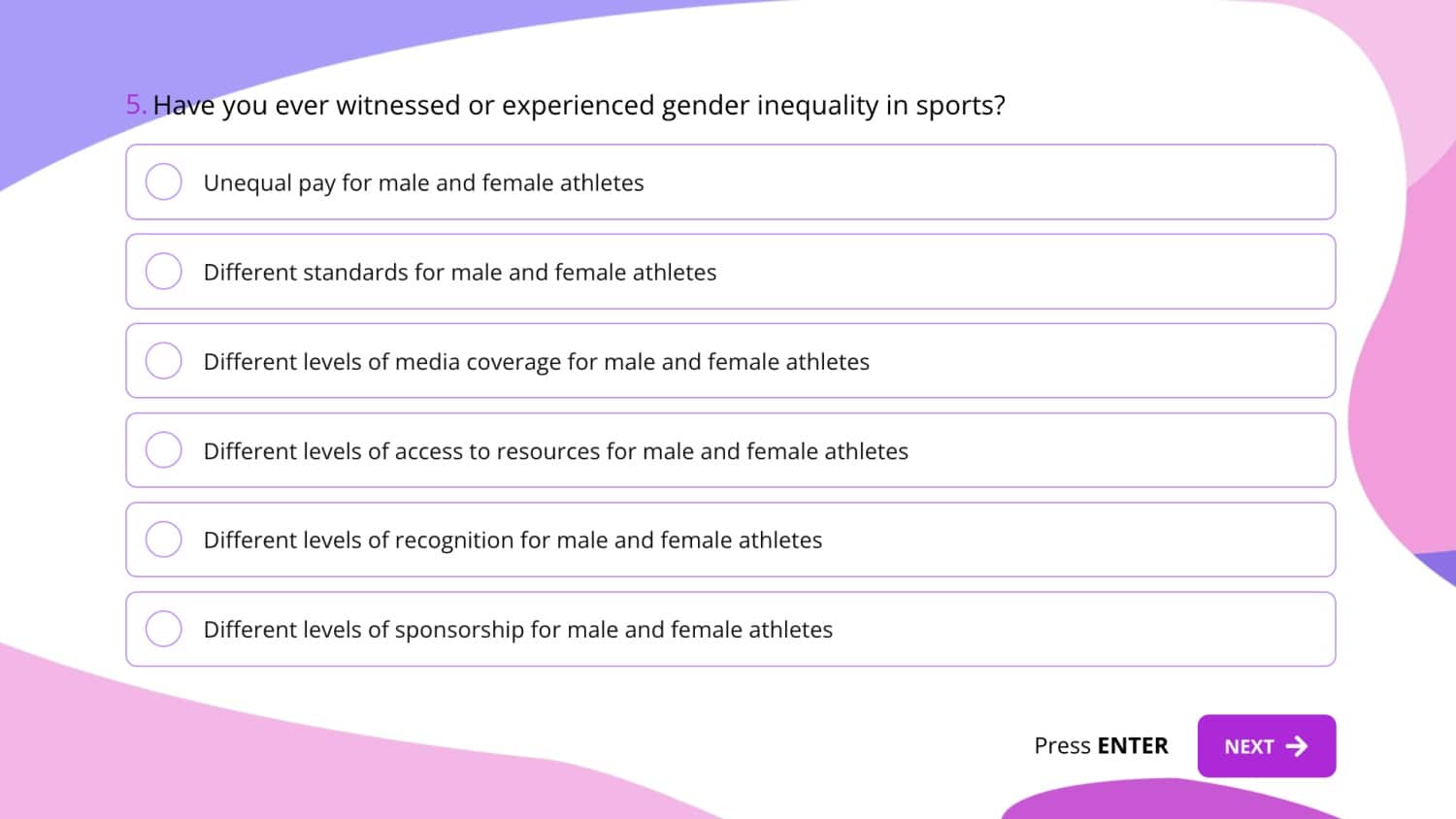 best high school sports survey questions