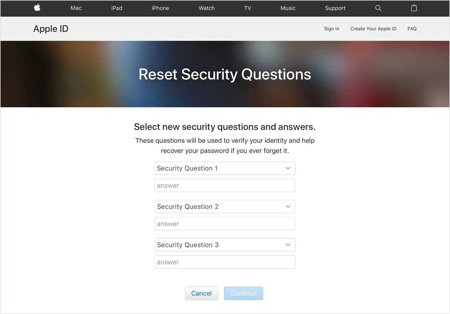 best icloud security questions reset