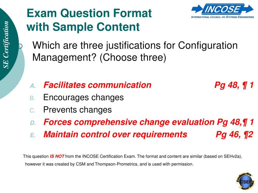 best incose csep exam sample questions