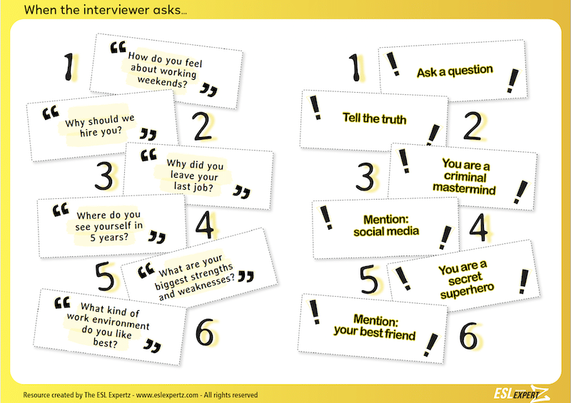 best job interview questions esl