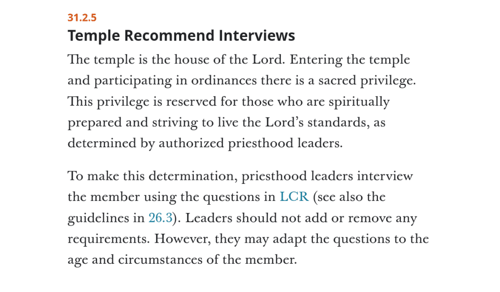 best lds recommend questions