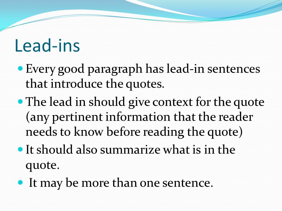 best lead in phrases for quotes