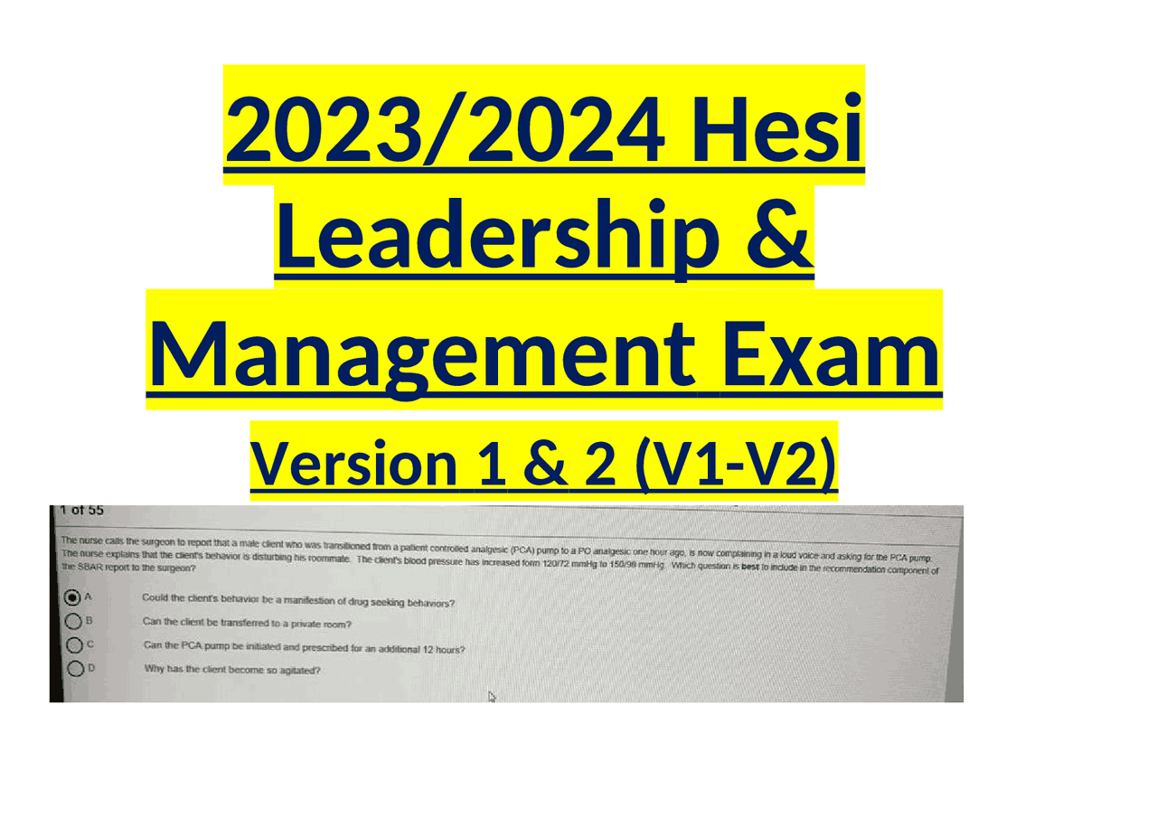 best leadership hesi 55 questions