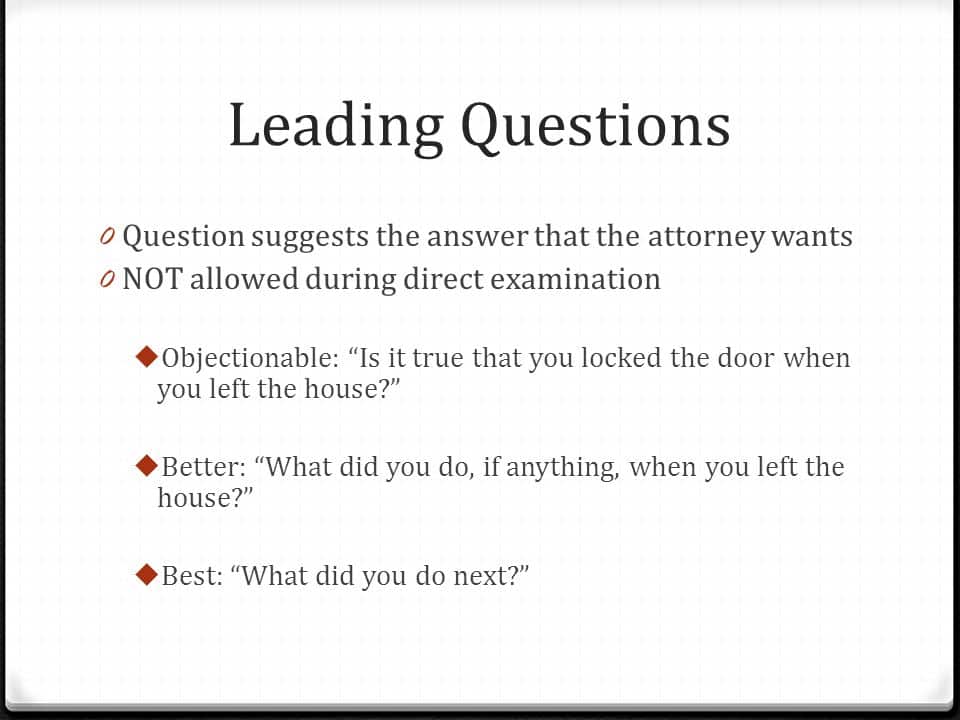 best leading questions in court