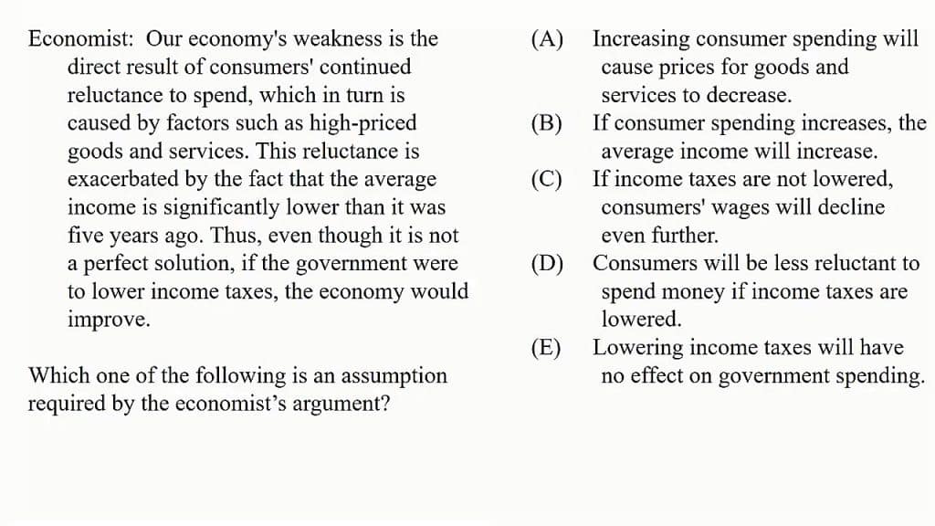 best lsat necessary assumption practice questions