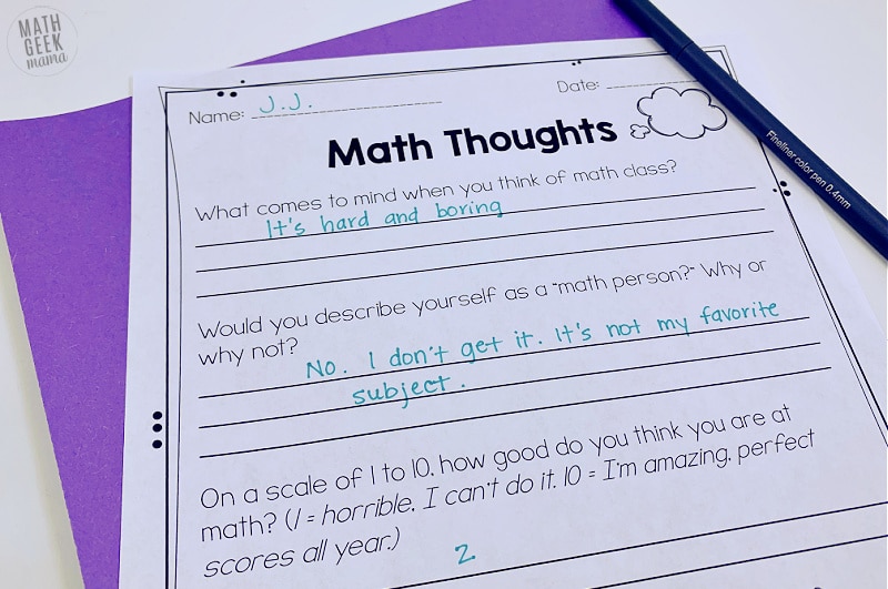 best math reflection questions