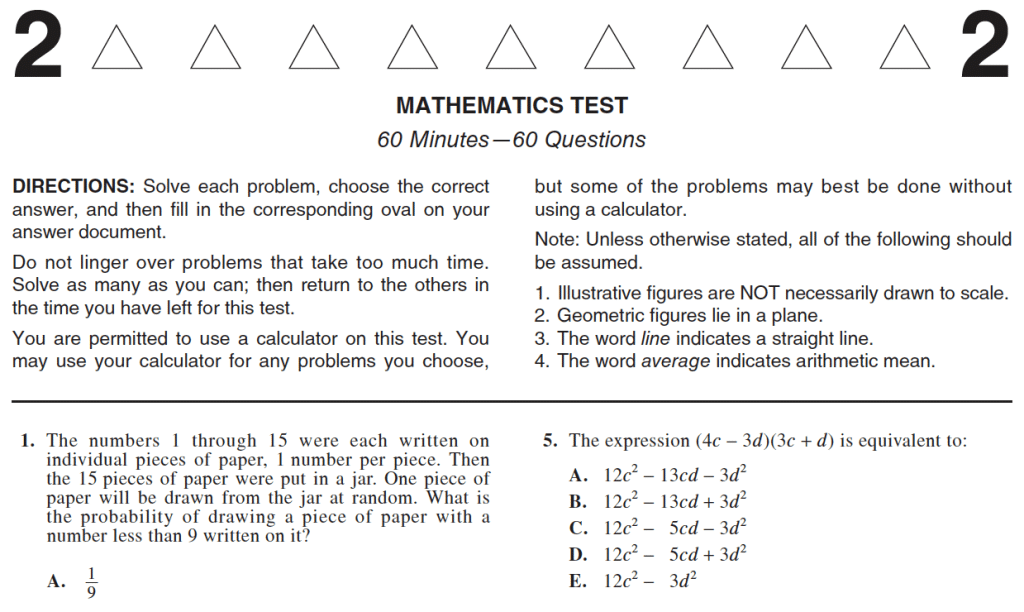 best mathematics test 60 minutes 60 questions