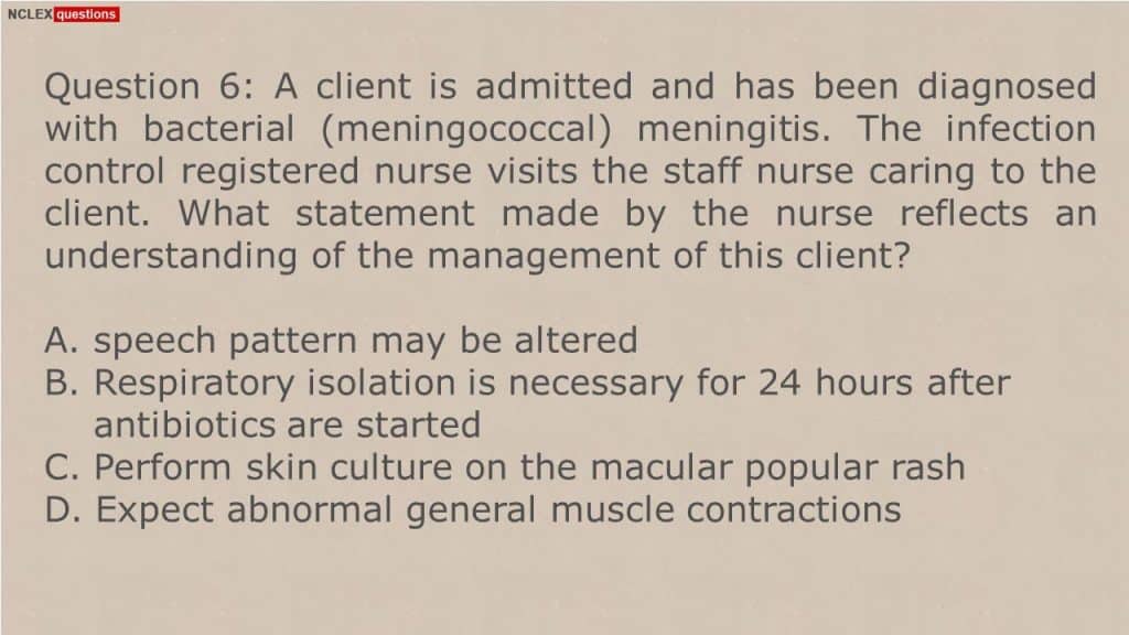 best meningitis nclex questions