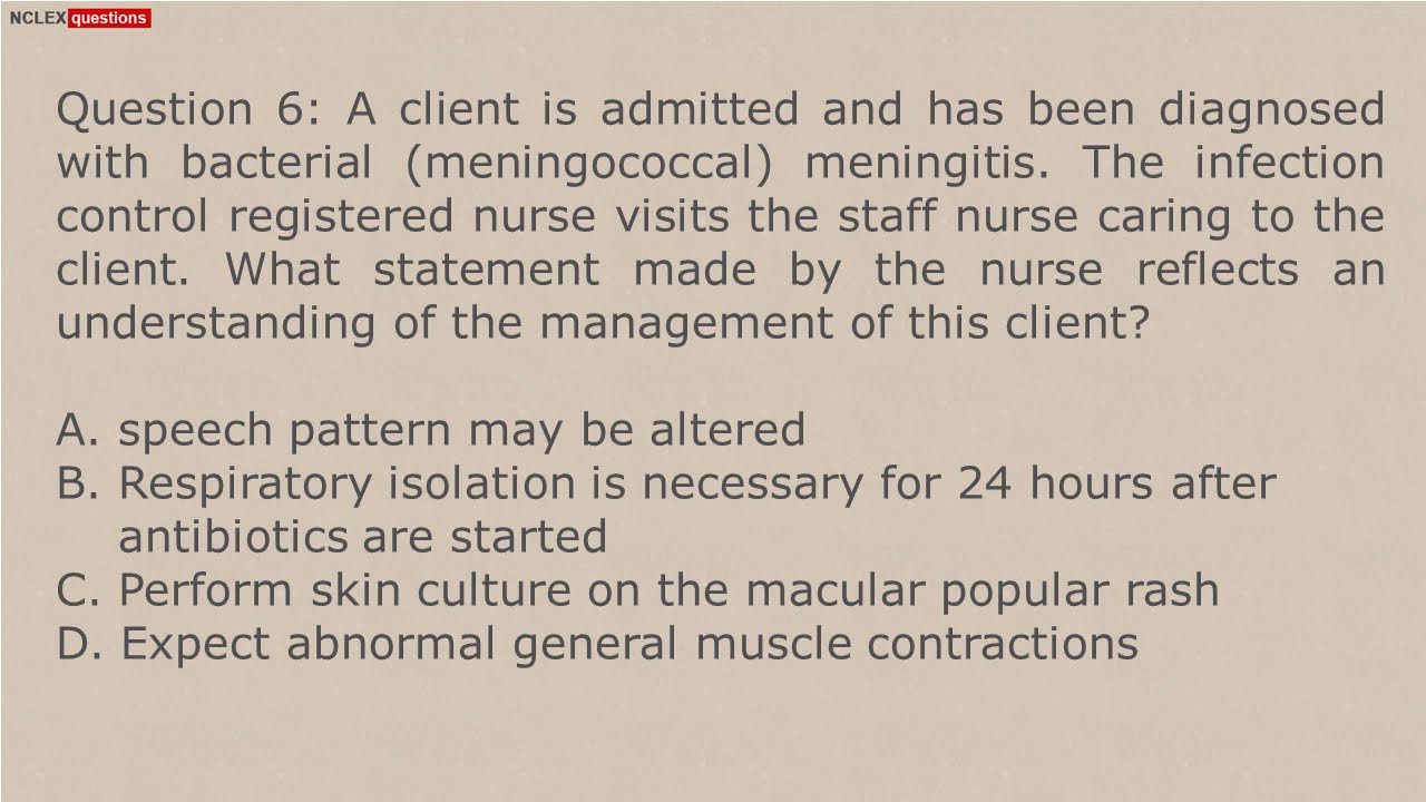 best meningitis nclex questions