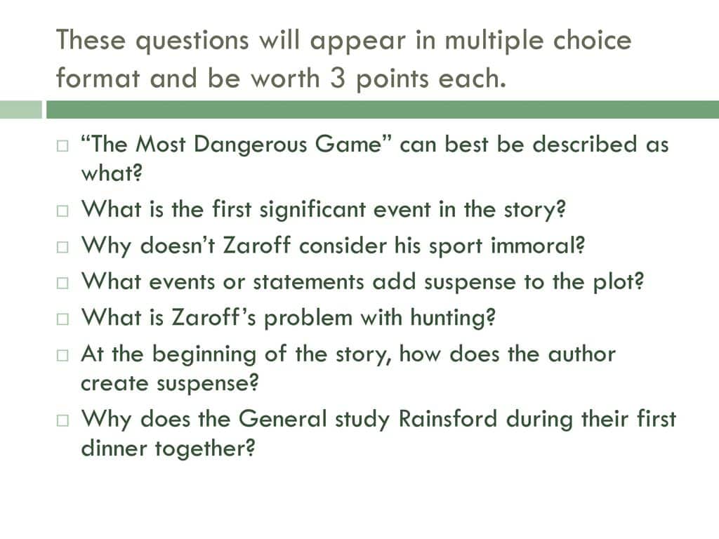 best most dangerous game questions